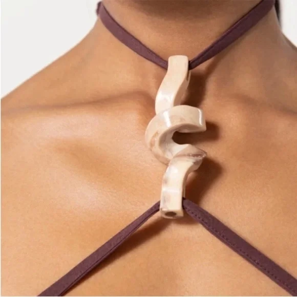 Cult Gaia Brown Castila Halterneck midi dress size large - Picture 3 of 16